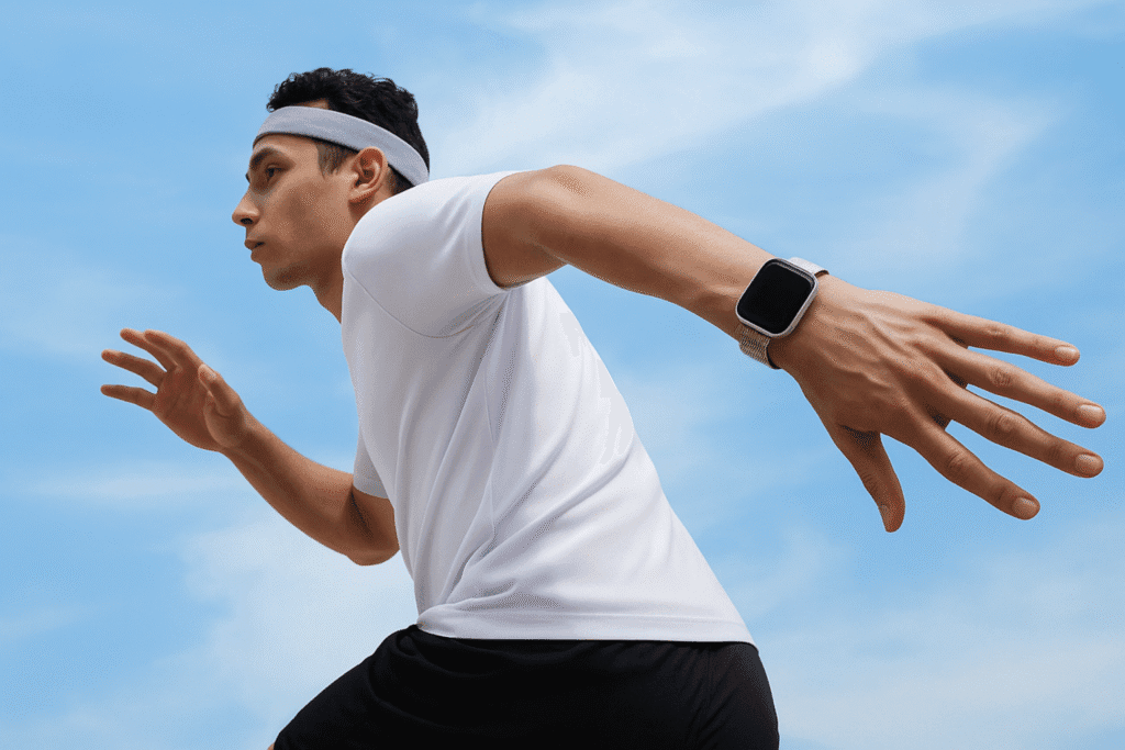 homme qui court avec le bracelet harmony