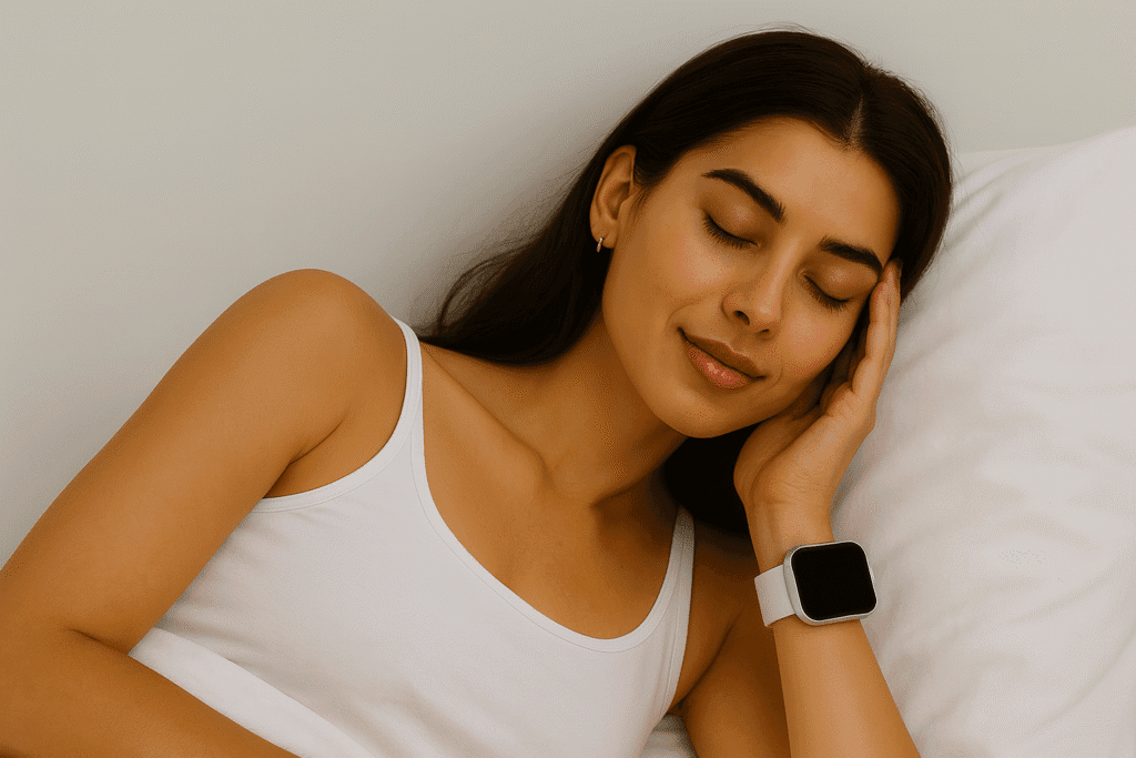 Femme qui dort avec le bracelet harmony