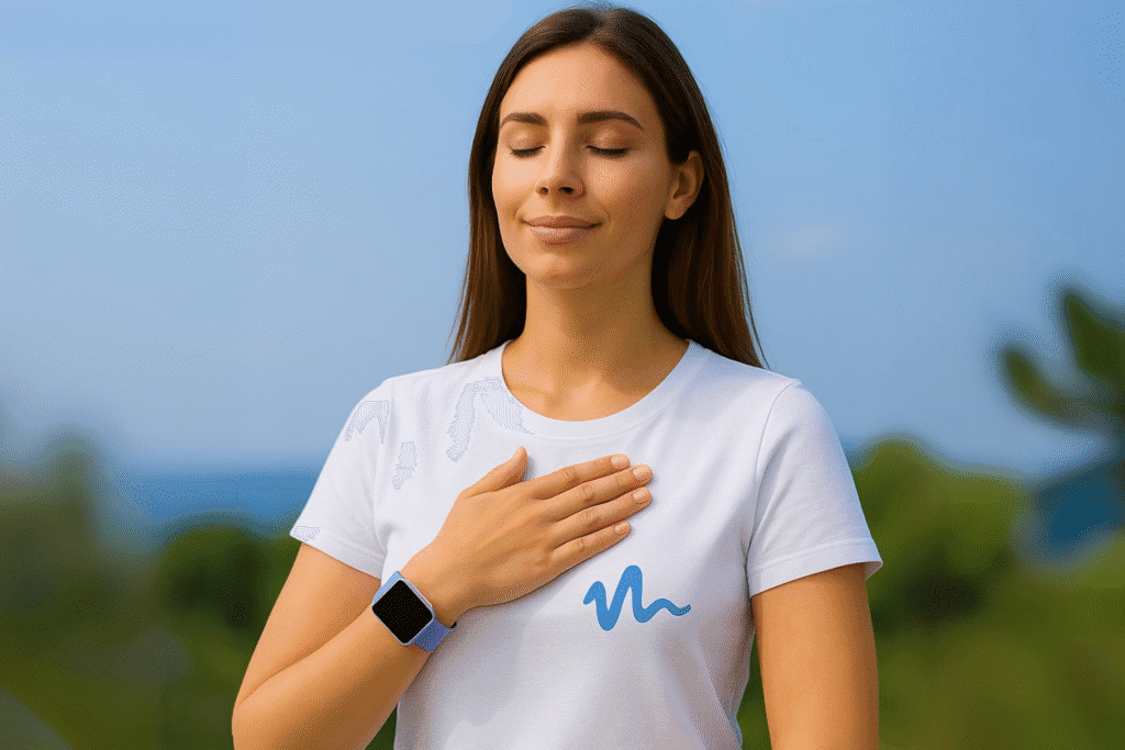 Femme paisible avec le bracelet harmony